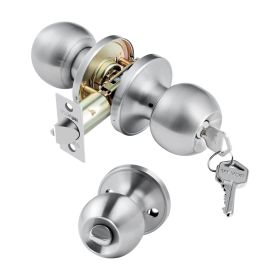 VEVOR Keyed Entry Door Knob, Satin Nickel Door Knob with Round Ball, Keyed Exterior & Thumb Turn Lock Interior