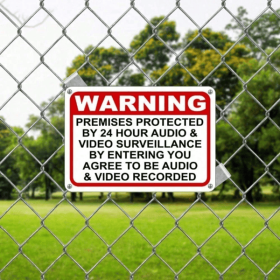 CIFbuy 24 Hour Video Audio Surveillance Security Warning Sign Metal(TikTok, temu pick-up service)