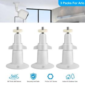 3 Packs Security Camera Wall Mount for Arlo 360 Degree Adjustable Camera Holder Garden Patio Screw Mount (Option: White)