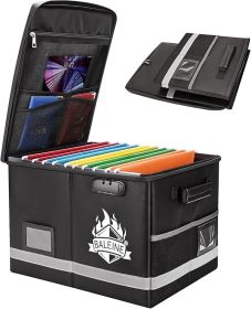 Fireproof Document Box with Lock, Portable Fireproof Document Bag Waterproof Fire Proof File Boxes for Documents (Color: Black)