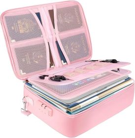 Fireproof Document Box with Lock, Portable Fireproof Document Bag Waterproof Fire Proof File Boxes for Documents (Color: Pink)
