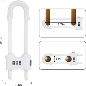 4 Pack Cabinet Locks with Combination U Shaped Sliding Cabinet Door Lock Child Proof Cupboard Locks Baby Proof Adjustable Safety Lock for Closet (Color: White)